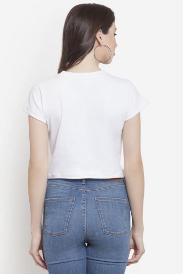 White Patch Pocket Crop Tshirt