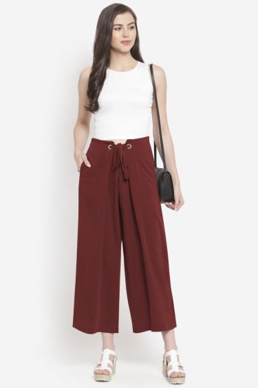 Rust Front Eyelet Wide Leg Pant