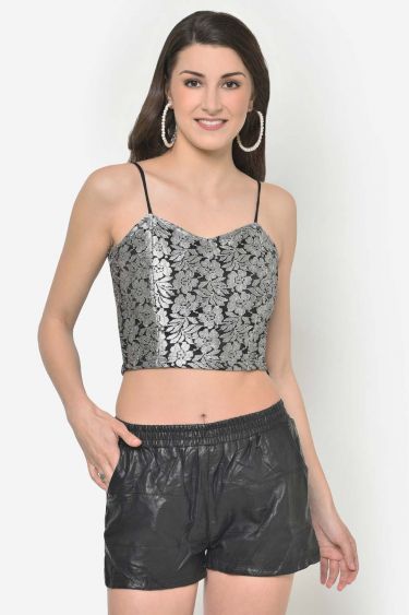 Silver Lace Crop Top