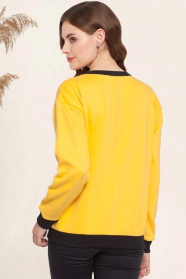 Yellow Printed Extra Warm Sweatshirt